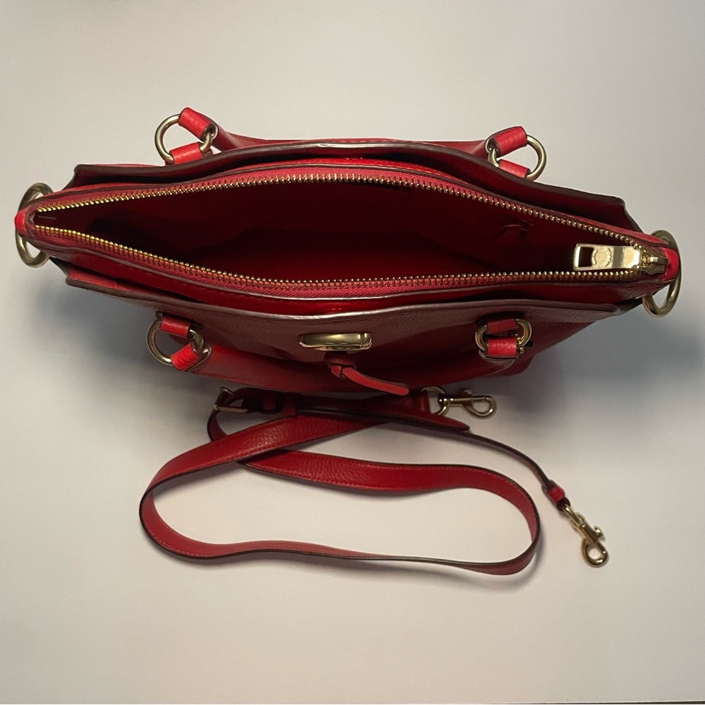 Coach Red Pebbled Leather Remi Satchel Bag - Picture 3 of 4